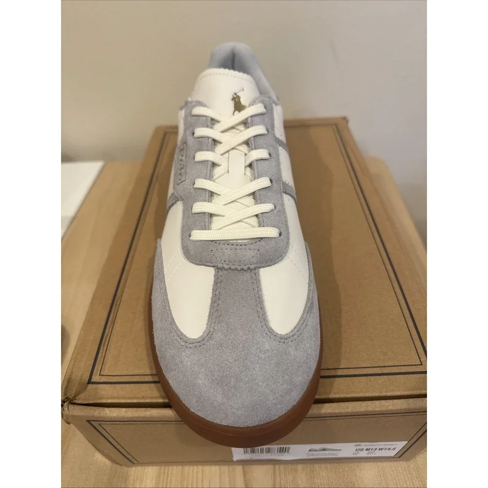 Polo‎ Ralph Lauren Heritage Aera Leather Suede Sneaker Men's 13 White Gum New